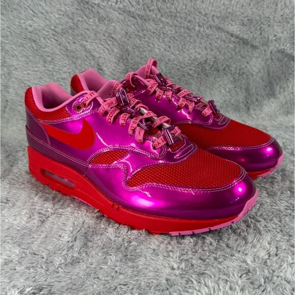 Nike Air Max 1 Premium Men's Sneakers Pink Red Size 13 Valentine's Rare - Picture 4 of 9